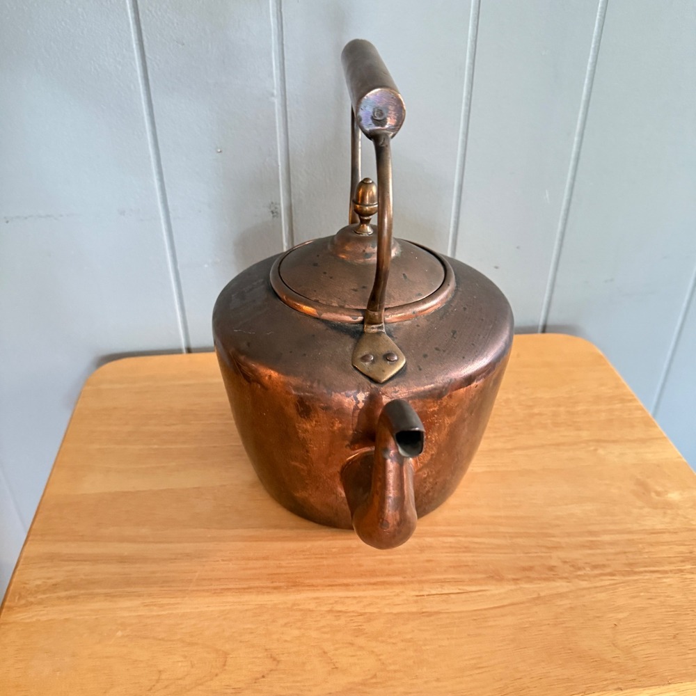 Vintage Hand Hammered Copper Tea Kettle Brass Handle Rustic Farmhouse Decor - Picture 6 of 13